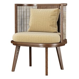 3D model Noa wooden rattan restaurant chair NR51 by Bpoint Design