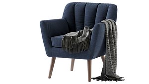 3D Madelyn Mid Century Modern Fabric Club Chair