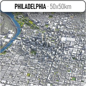 3D city philadelphia surrounding area