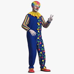3D funny clown costume rigged model