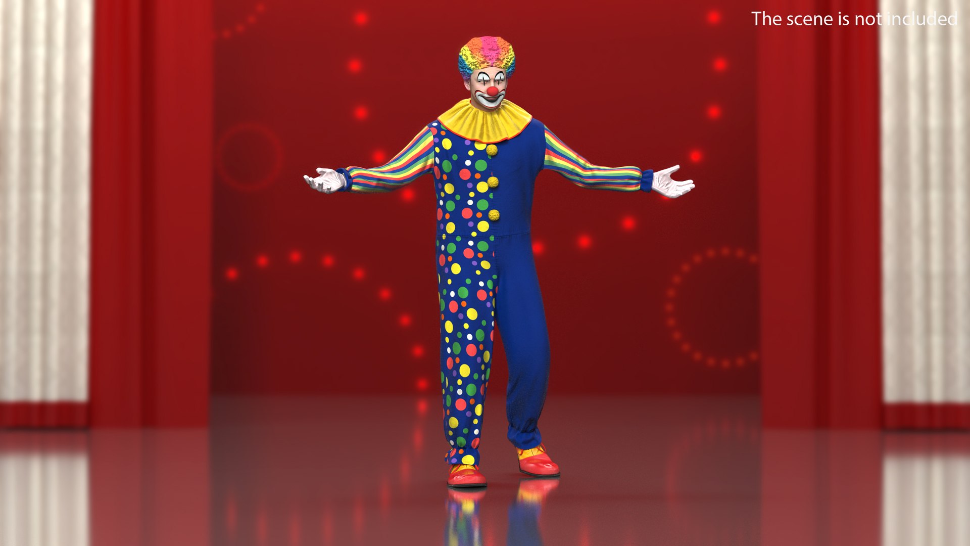 Funny Clown Costume Rigged for Cinema 4D 3D model preview