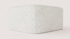 Cream Boucle Rounded Square Ottoman Pouf
