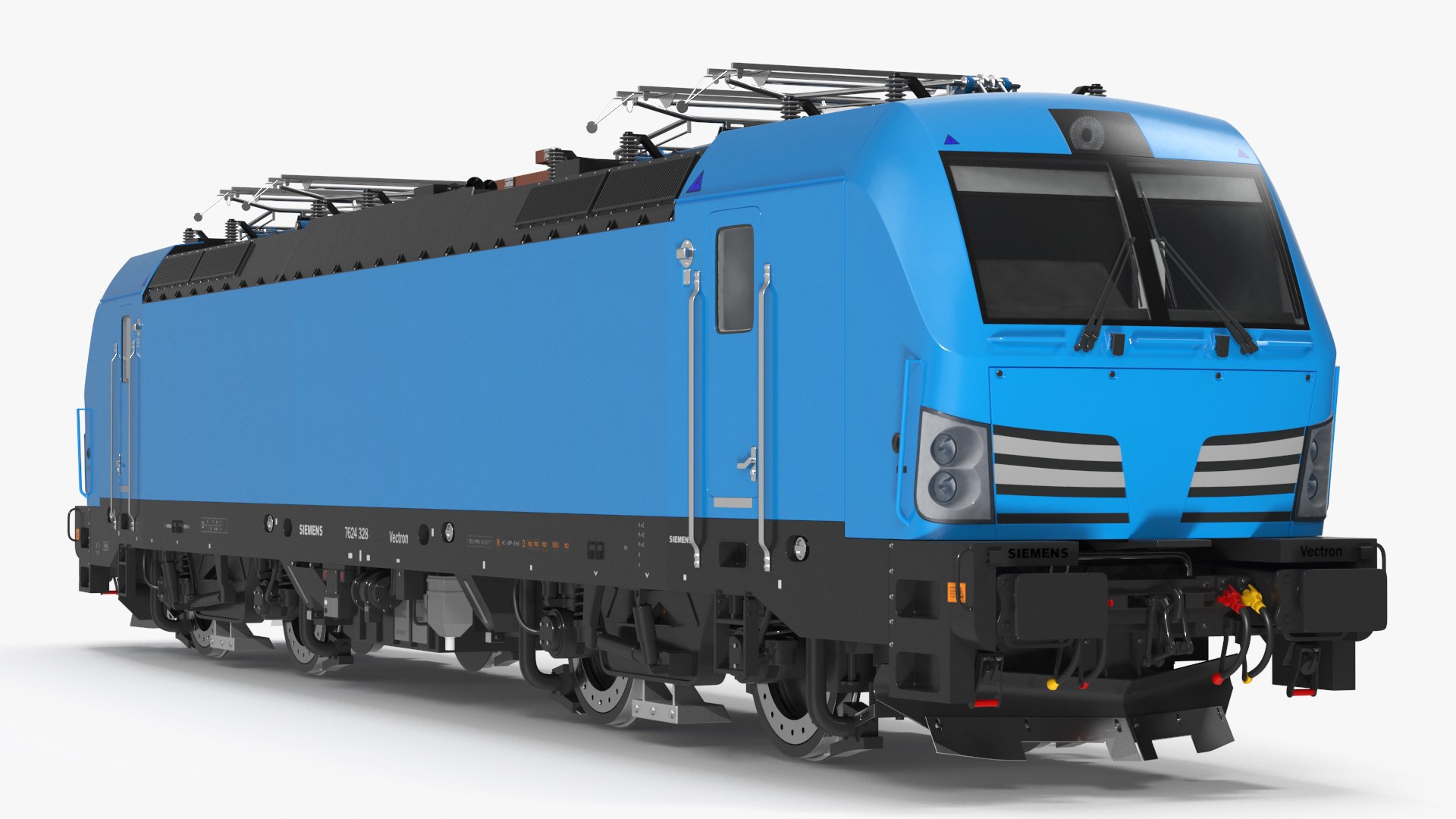Railway Modern Locomotive Blue 3D model preview