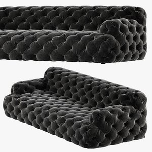 Meridiani Norton CAPITONNE 255 Black Velvet Sofa