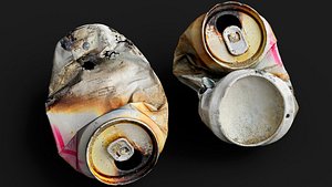 trash soda cans burned debris PBR photogrammetry 3D model
