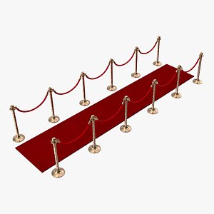 Red Carpet Velvet Ropes and Stanchions model