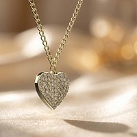 Diamond Heart Pendant Necklace Gold