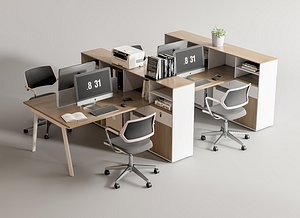 3D Office desk office chair computer desk workstation model