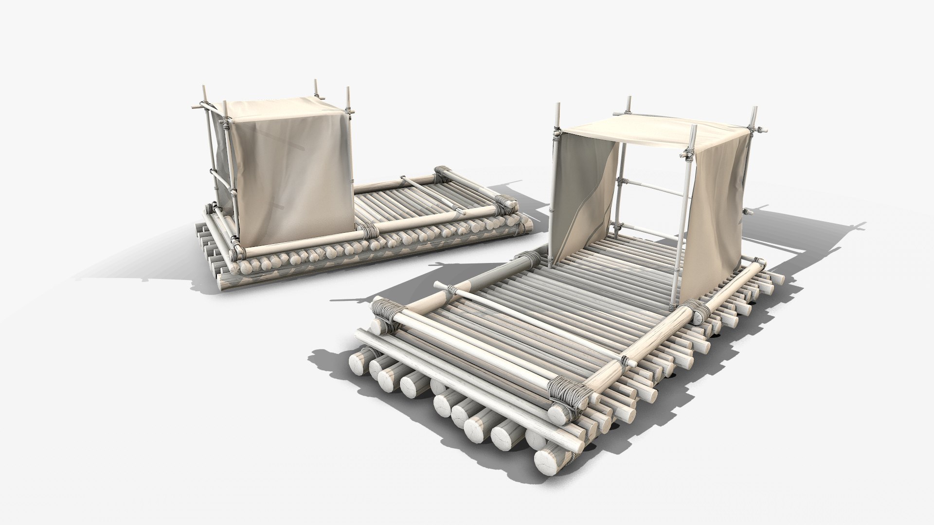 3D model PBR Wooden Raft 2 - TurboSquid 1746607