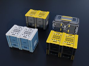 3D Sci-Fi Modular Caution Crates Pack