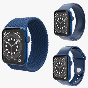 3D Apple Watch Series 6 braided silicone solo loop blue