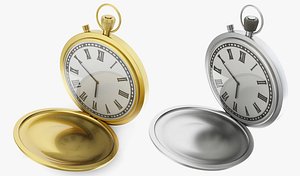 3d model golden pocket watch