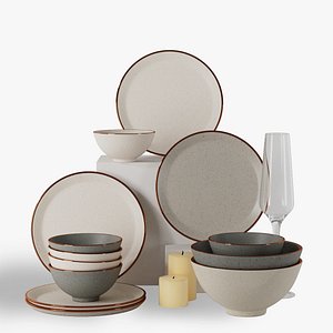 plate wine glass Candle bowl 3D model