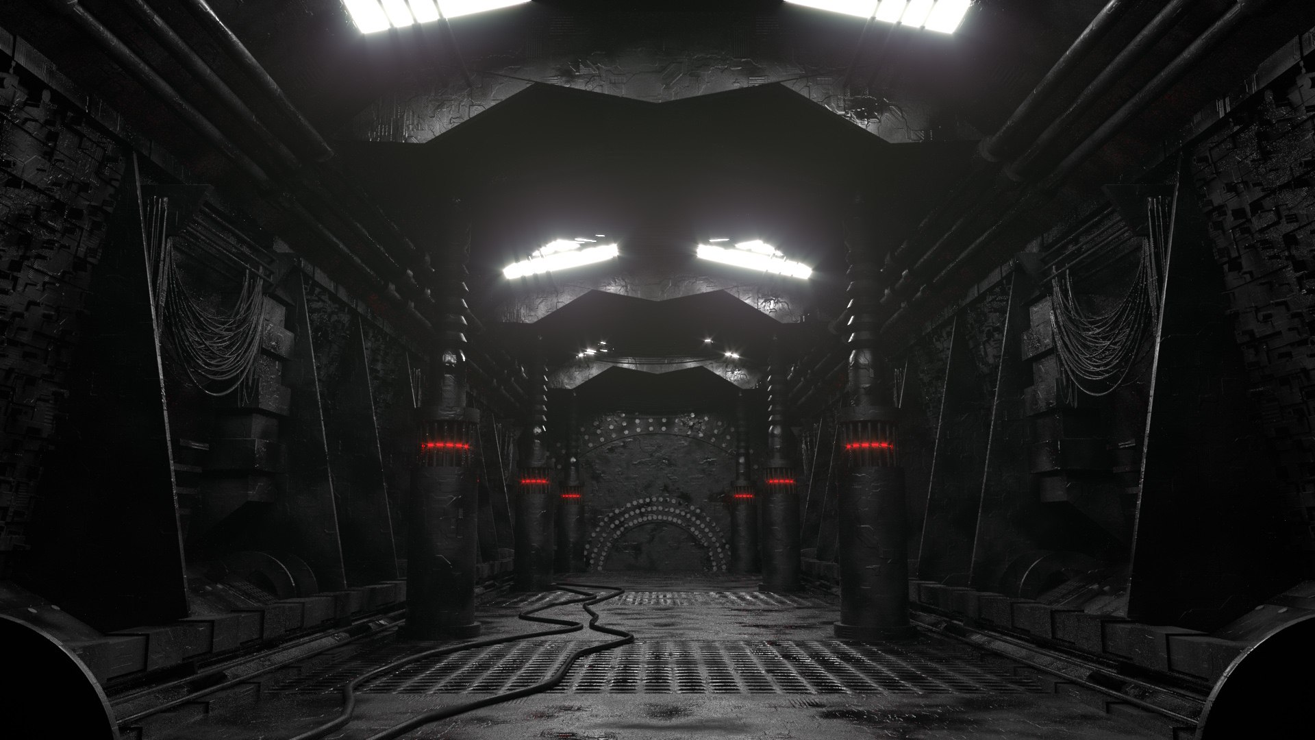 Dark Spaceship Corridor Cd0000 