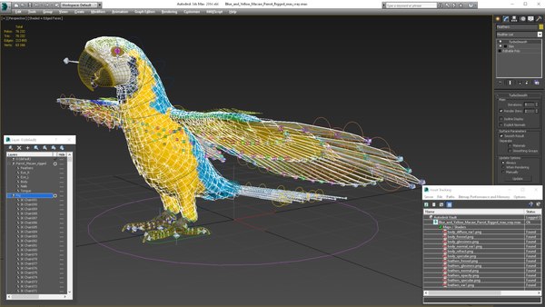 3D Blue and Yellow Macaw Parrot Rigged - TurboSquid 1777348