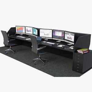 3D model Office Workstation Desk - Black