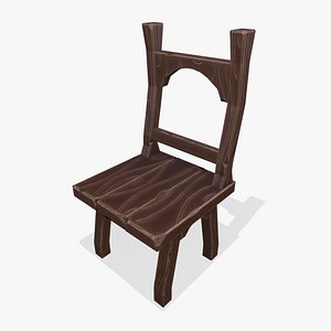 wooden chair stylized 3D model