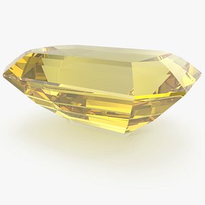 3D Emerald Cut Yellow Sapphire model