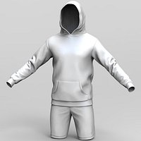 Men snood hooded short tracksuit