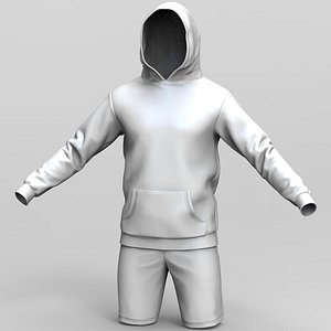Men snood hooded short tracksuit