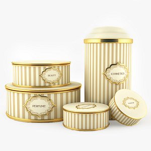 Chic metallic cylindrical boxes 3D model