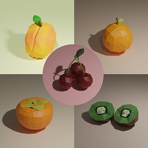 3D apricot cherry kiwi