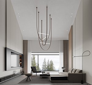Modern living room dining room 3D model