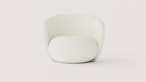 Modern Sculptural Cream Boucle Barrel Armchair