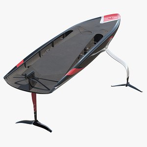 Hydrofoil Yacht Hull with Red Foils 3D model