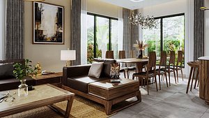 3D Interior Kitchen- Livingroom  Scene 3dsmax 3D model