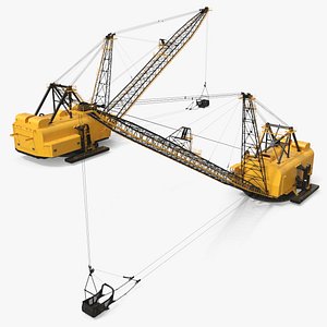 Heavy Duty Dragline With Long Boom Yellow Rigged for Cinema 4D