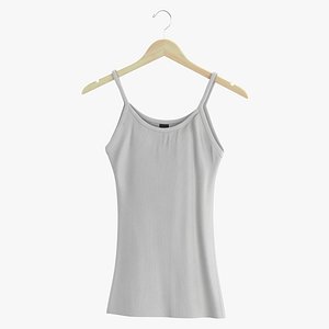 Sleeveless Hanging Female Type 01 Blank White and Branded Heather 3D model