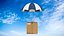 Cardboard Box Flying With Parachute Delivery