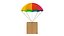 Cardboard Box Flying With Parachute Delivery