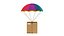 Cardboard Box Flying With Parachute Delivery