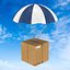 Cardboard Box Flying With Parachute Delivery