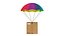 Cardboard Box Flying With Parachute Delivery