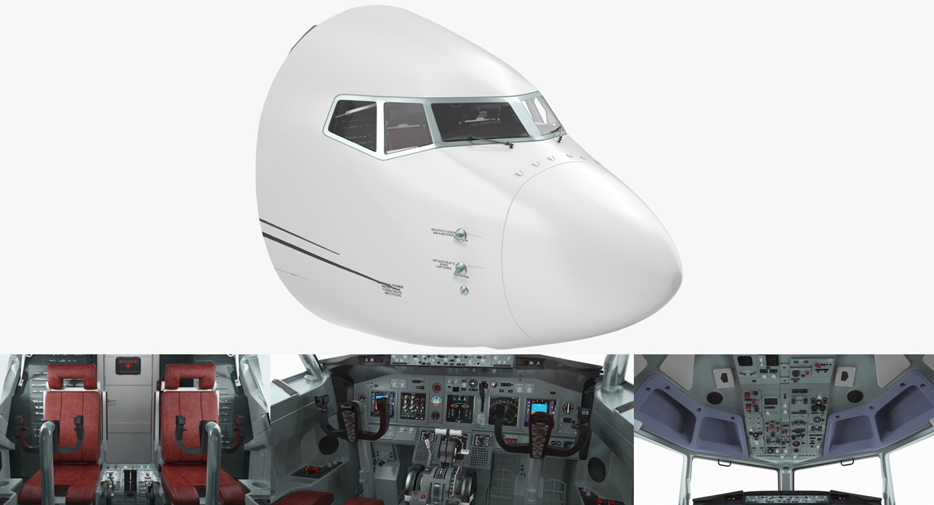 Passenger Airplane Cockpit 3D model preview