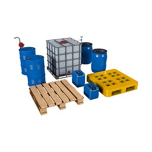Industrial Containers Pack V1 Drums Barrels IBC Tanks Game Ready PBR