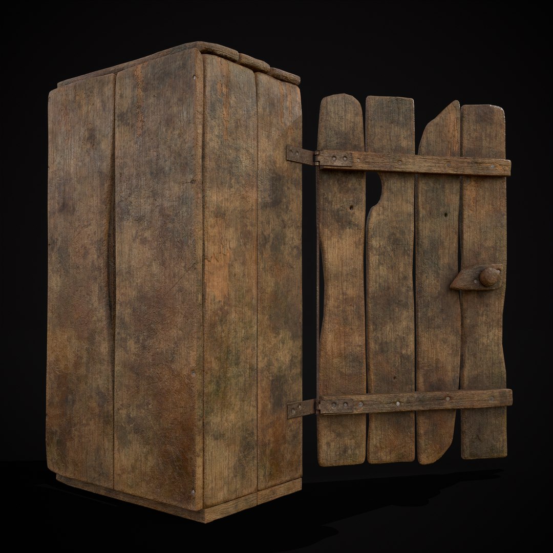 3D Rustic Medieval Wooden Cupboard - TurboSquid 2095233