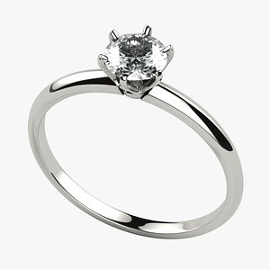3D Single 5mm Diamond High Jewelry Gold Ring