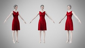 3D Dress 36 Crimson Velvet With Design