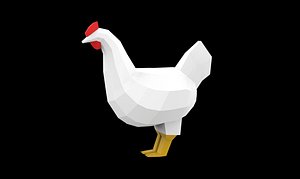 3D low poly chicken Low-poly 3D model model