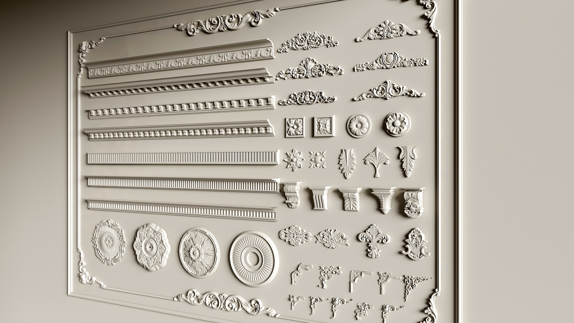 European Gypsum Carved Decorative Line 3D Model - TurboSquid 2331977