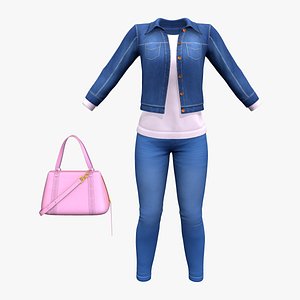 3D Women Denim Outfit model
