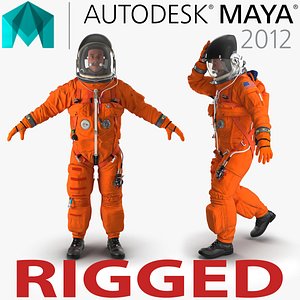 US Astronaut Wearing Advanced Crew Escape Suit ACES Rigged for Maya