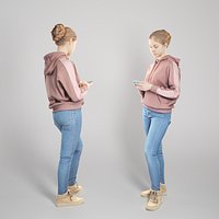 Beautiful girl in casual clothes using smartphone 318