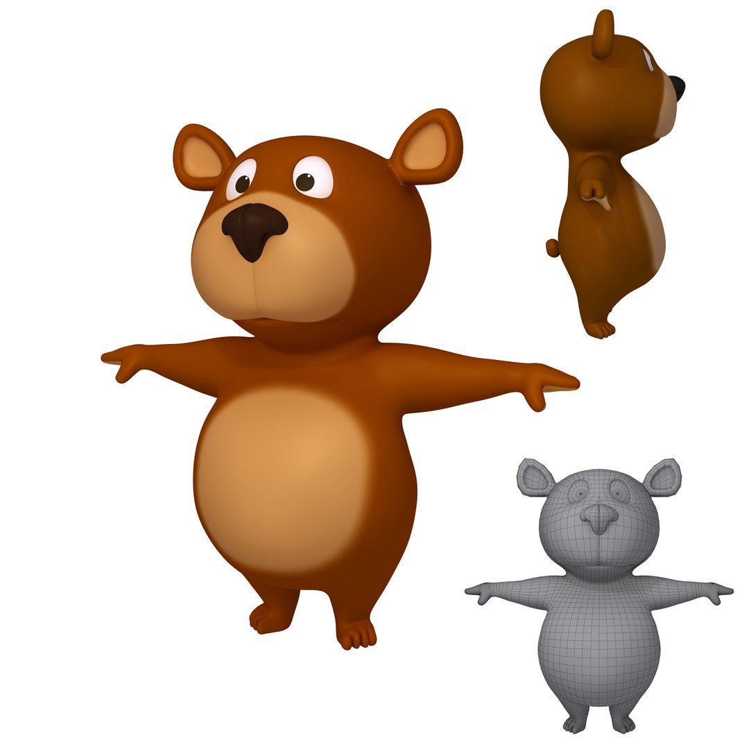 OBJ file BEAR CARTOON BEAR 3d model animated for blender-fbx-unity