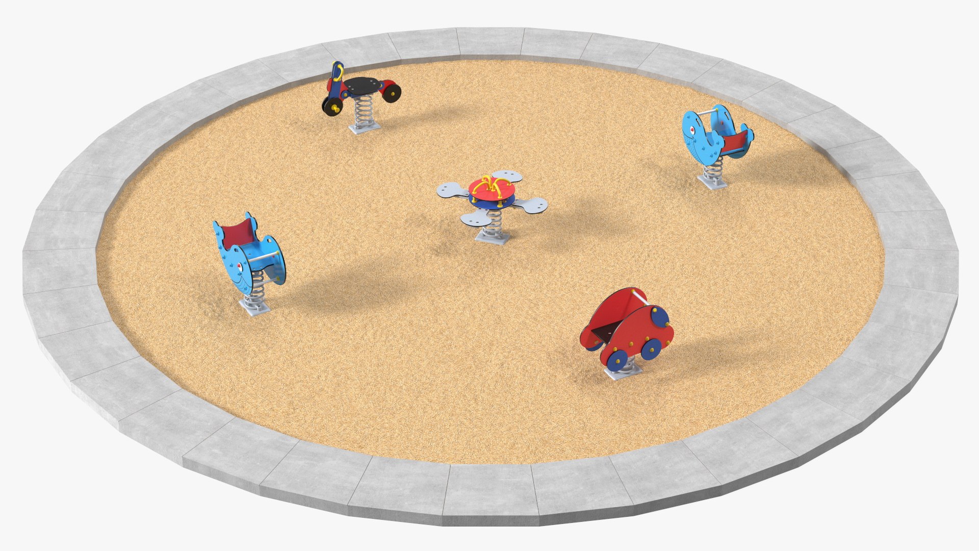 Sawdust Child Playground with Spring Swings 3D model preview