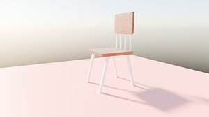 Modern wooden chair with back rest 3D model